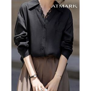 [앳마크]ATMARK (77까지)브이레이스넥페미닌셔츠_AA56SH035G