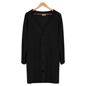 블랙 골지 빅오버핏 롱가디건_MOD001_BLACK