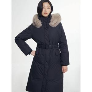 [빈폴레이디스] 퍼 후드 롱기장 다운 점퍼  블랙 (BF5Y38C055)