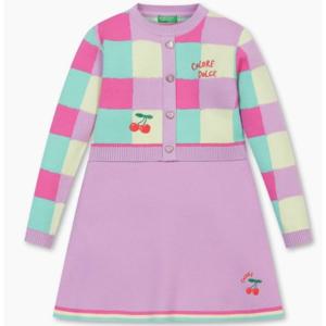 [베네통키즈]25FW-체리 체커 니트 원피스/QAOP14561