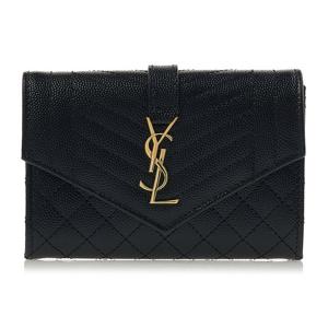 [생로랑] 여성 마틀라세 모노그램 스몰 엔벨로프 651026 BOW91 1000 (스크래치)