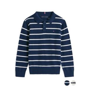 [타미힐피거칠드런2] 스트라이프 폴로 칼라 스웨터 (T42G1WWO120BT1) 8세 16세