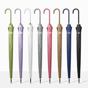 파스텔 자동 장우산 U자 가죽핸들/튼튼한 예쁜 우산