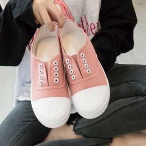여자 워크샵 패션화 보세 신발 끈없는 핑크 스니커즈