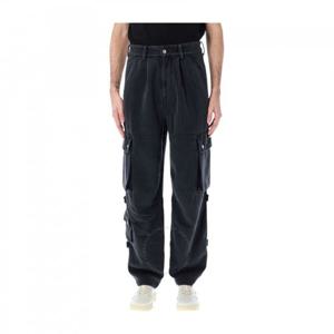 이자벨 마랑 남성용 블랙 로고 패치 카고 진 PA0284HA-B1H07H-FADED 블랙