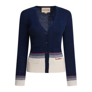 발렌티노 브이넥 스트라이프 컬러 블록 가디건 7B3KA12A9GQ 0W6