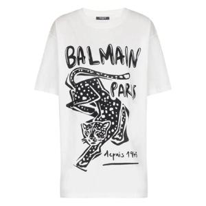 25 FW 발망 레오파드 프린트 반소매 티셔츠 FF0EH005GF20 TP442325021