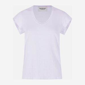 이자벨마랑에뜨왈 브이넥 리넨 티셔츠 TS0014FB B1N17E20WH