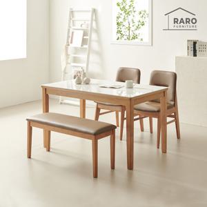 라로퍼니처 린디 1300 유광 세라믹 4인 식탁 세트 (식탁+의자2+방석벤치1)