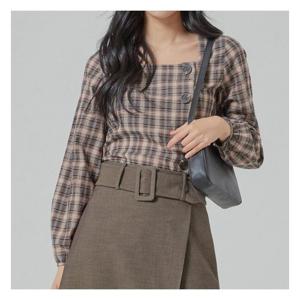 [미쏘][미쏘]체크 스퀘어넥 퍼프 블라우스(MIWBLA912G).