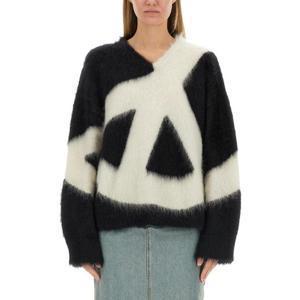 모스키노 여성 블랙 V넥 긴팔니트 09245403_1555