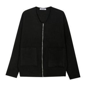 [모로엠]남성 캐주얼 브이넥 니트 집업 5C-CA-Q024-블랙