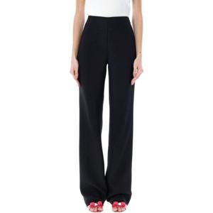 26 SS 페라가모 블랙 비스코스 하이웨이스트 스트레이트 테일러드 팬츠 13B376760267