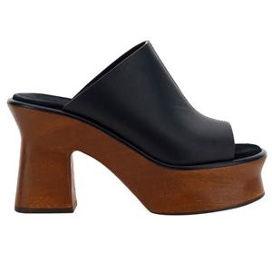 26 SS 페라가모 80mm 네로 레더 슬립온 플랫폼 샌들 758253