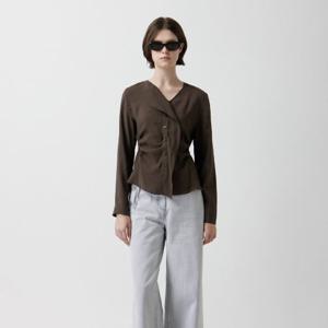 [쥬크]슬림 패널 리본끈 블라우스 Z253MSC011