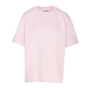 가니 핑크 헤비 코튼 여성 반팔 티셔츠 T4090 868