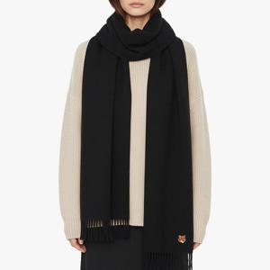 메종키츠네 25FW 네추럴 폭스 헤드 머플러 블랙 PM06201WB0044 P199