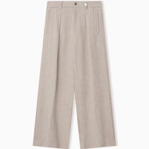 남성 25FW 라이트베이지 와이드핏 원턱 밴딩 팬츠 LLW23624