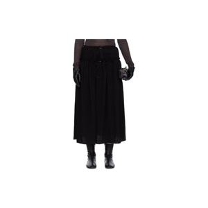 25 FW 요지야마모토 여성 블랙 크레이프 드 신 더블 맥시 스커트 261731F092001