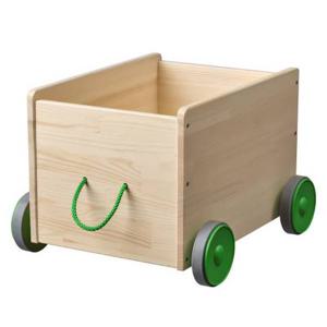이케아 플리사트 장난감수납함+바퀴 내추럴 44x39x31cm