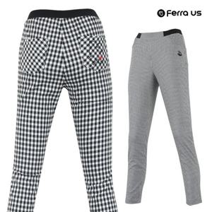 페라어스 여성 베리이지 체크 밴드골프바지 APYE8220M2