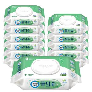 깨끗한나라 물티슈 퓨어 그린 캡형 100매 12팩