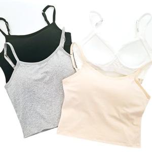 [마이핏]캡내장 순면 크롭탑 여성 브라탑 끈조절 캡나시 빅사이즈추가 4컬러