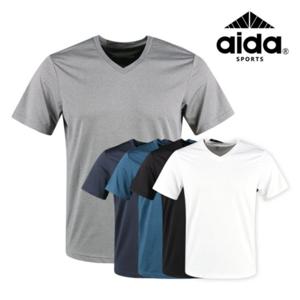 보스케 남성 봄 여름 골프웨어 스판 브이넥 무지 반팔 티셔츠