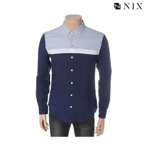 [닉스][닉스]남성 3도 컬러블럭 버튼다운 셔츠_FNMECSL104M