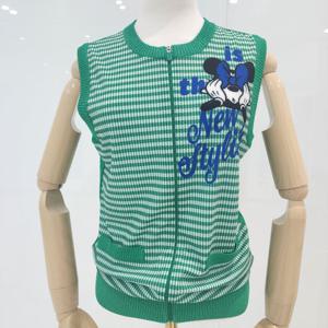 [디즈니골프]여성 체크 집업 니트 베스트 (DO1LKV002-GN)