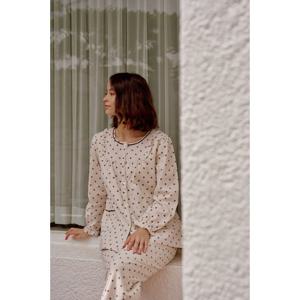 (비너스)보온성 좋은 면기모 압축 고양이 나염 잠옷세트-VPA4552W