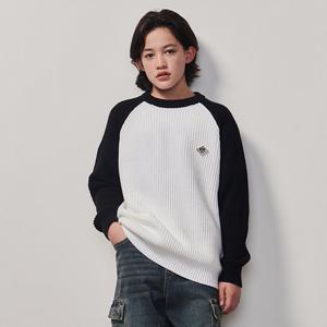 [에꼴리에] 남녀공용 봄이월 와펜포인트라글란니트티(25A5001)