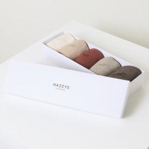 [헤지스] 퍼피자수 골지 장목 양말 5종 세트 HJSS4E501WT