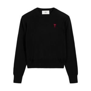 [국내배송] 아미 니트 스몰하트 스웨터 커플 블랙 BFFKS111 KN0025 001