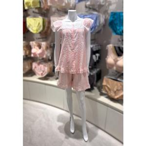 [바바라] 피치핑크 지지미 스트라이프 여름 여성 파자마잠옷(AWP4603S)(PHPK)