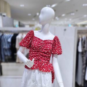 [밸리걸] 플라워 패턴 리본 밴딩 블라우스 813010