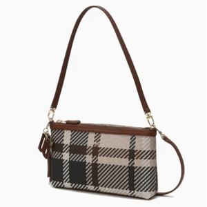 [닥스] 브라운 타탄체크 가죽배색 숄더백 DCWA5F209W2
