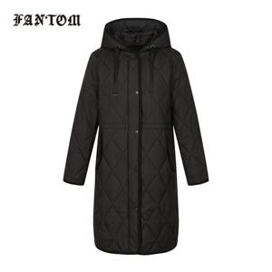 [팬텀] 여성 다이아 퀼팅 롱패딩 후드 점퍼 221E3JP102_BK