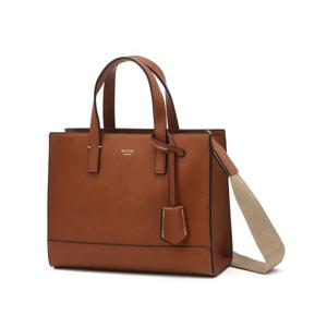 [헤지스]브라운 로고배색 가죽 토트백 HJBA5F890W3