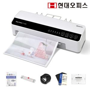 [현대오피스] A3 코팅기 PL-5906 +코팅지+트리머재단기+코너라운더+자석코팅지 예열60초 자동속도조절 6롤러 자동절전