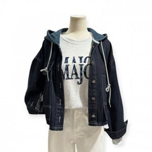 [트위]단가라 후드 생지 데님 자켓 TNIDFJK006