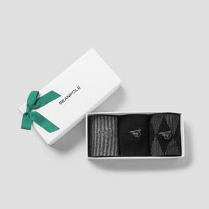 [빈폴] 남성 패턴 중목 양말 3족 세트 - 블랙 BE59KTM925