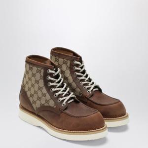 구찌 라운드 토 레이스업 앵클 부츠 831149AAEZE Brown