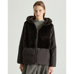 닥스 여성 25FW 다크브라운 밍크 퍼 배색 구스다운 점퍼 DLJU5D103W3