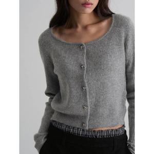 (125Y5AMQX3) [에잇세컨즈] 스퀘어넥 카디건  그레이