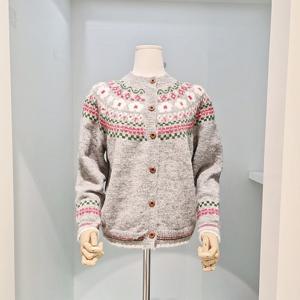 [밸리걸] 플라워 패턴 노르딕 니트 가디건 613590