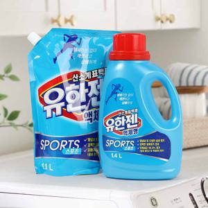 유한젠 스포츠 액상세제  용기 1.4L 1개 + 리필 1.1L 2개