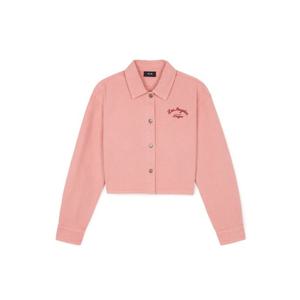 MLB긴팔티 JQT 3FDRV0144-07PKM 여성 바시티 컬시브 자수 크롭 데님셔츠 LA다저스