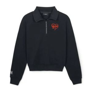 MLB긴팔티 JQT 3FMTH1044-50BKS 여성 하트 크롭 반집업 맨투맨 NY