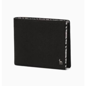 [헤지스ACC] 블랙 체크라인장식 소가죽 반지갑 HJWA6E291BK